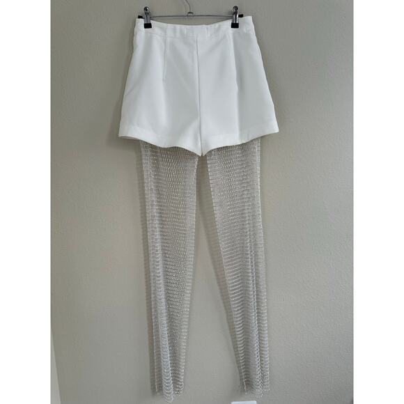 Donnée par Dieu 'SCANDELOUS' Rhinestone White Pants -Small, mesh, fishnet - Picture 6 of 16
